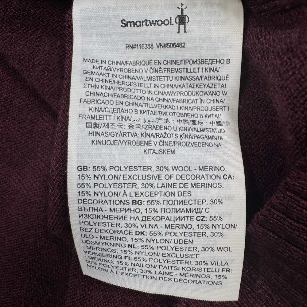 Smartwool Quarter Zip Merino Wool Blend Sweater Large Mens Burgundy - Picture 5 of 8